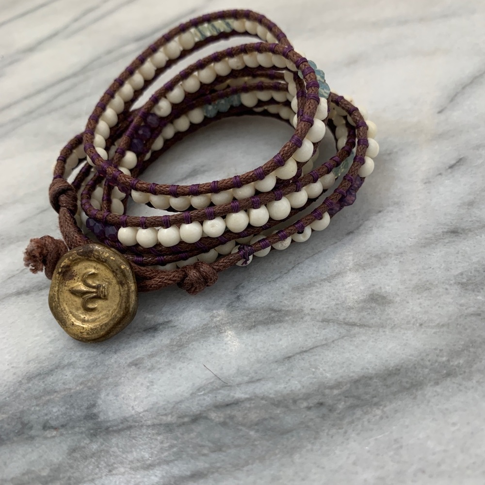 Handmade Rope Wrapped Bracelet Purple - Picture 9 of 10